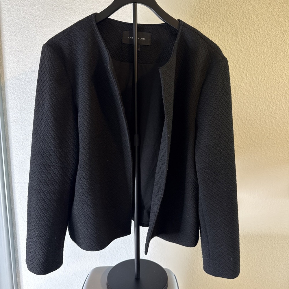 Ann Taylor Women's Quilted Open Front Lined Jacket Black Size‎ XL